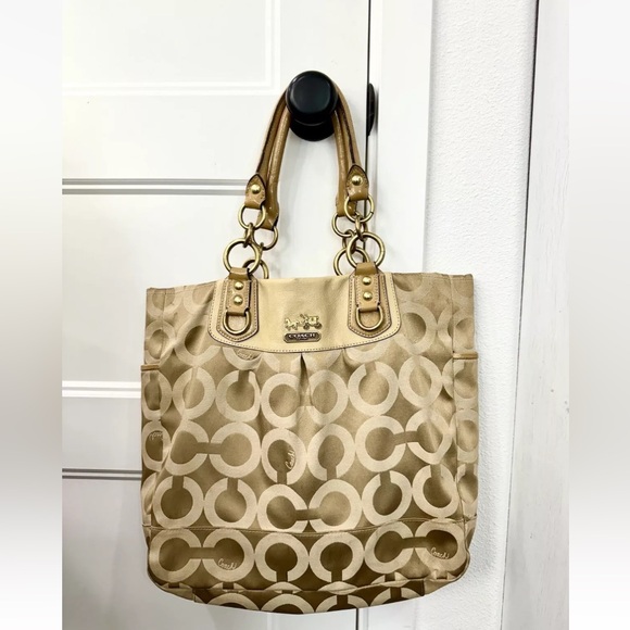 Coach Gold and Cream Signature Tote - Picture 1 of 6